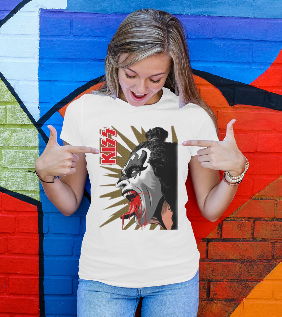 KISS Demon Face Makeup With Blood Spatter T-Shirt
