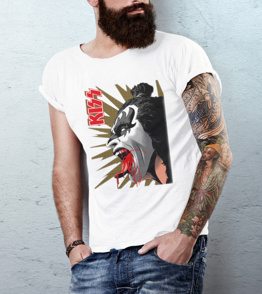 KISS Demon Face Makeup With Blood Spatter T-Shirt