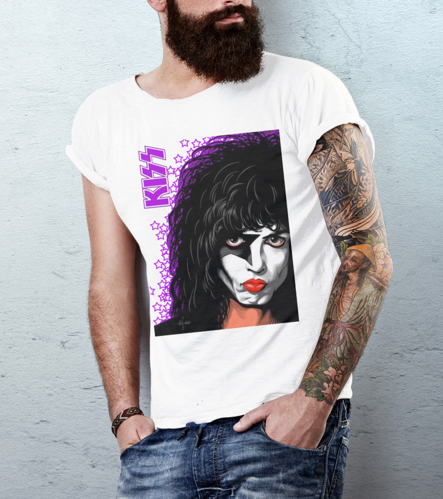 KISS Paul Stanley Starchild Icon With Purple Stars T-Shirt