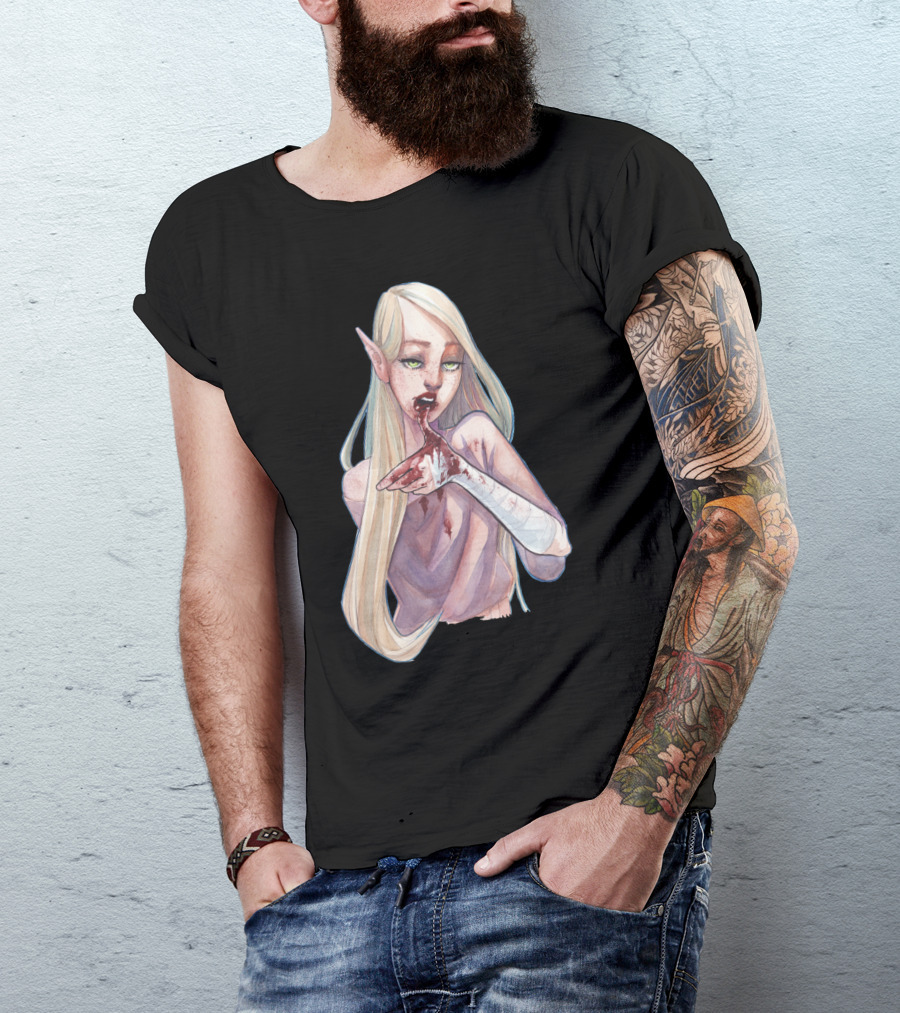 Blood Elf Bad Pun Intended Fantasy Art With Pale Elf Character And Blood Elements T-Shirt