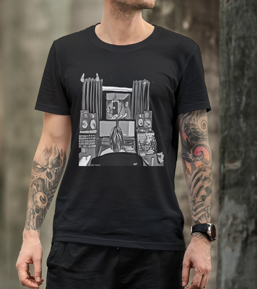 Davids Studio Music Production Artwork With ARP Monitors And Sound Equipment T-Shirt