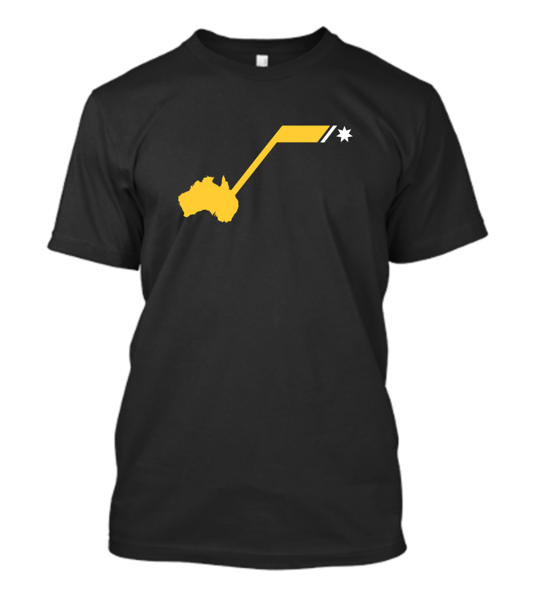 Australia Hockey Fan Map With Yellow Star And Stick Motif T-Shirt