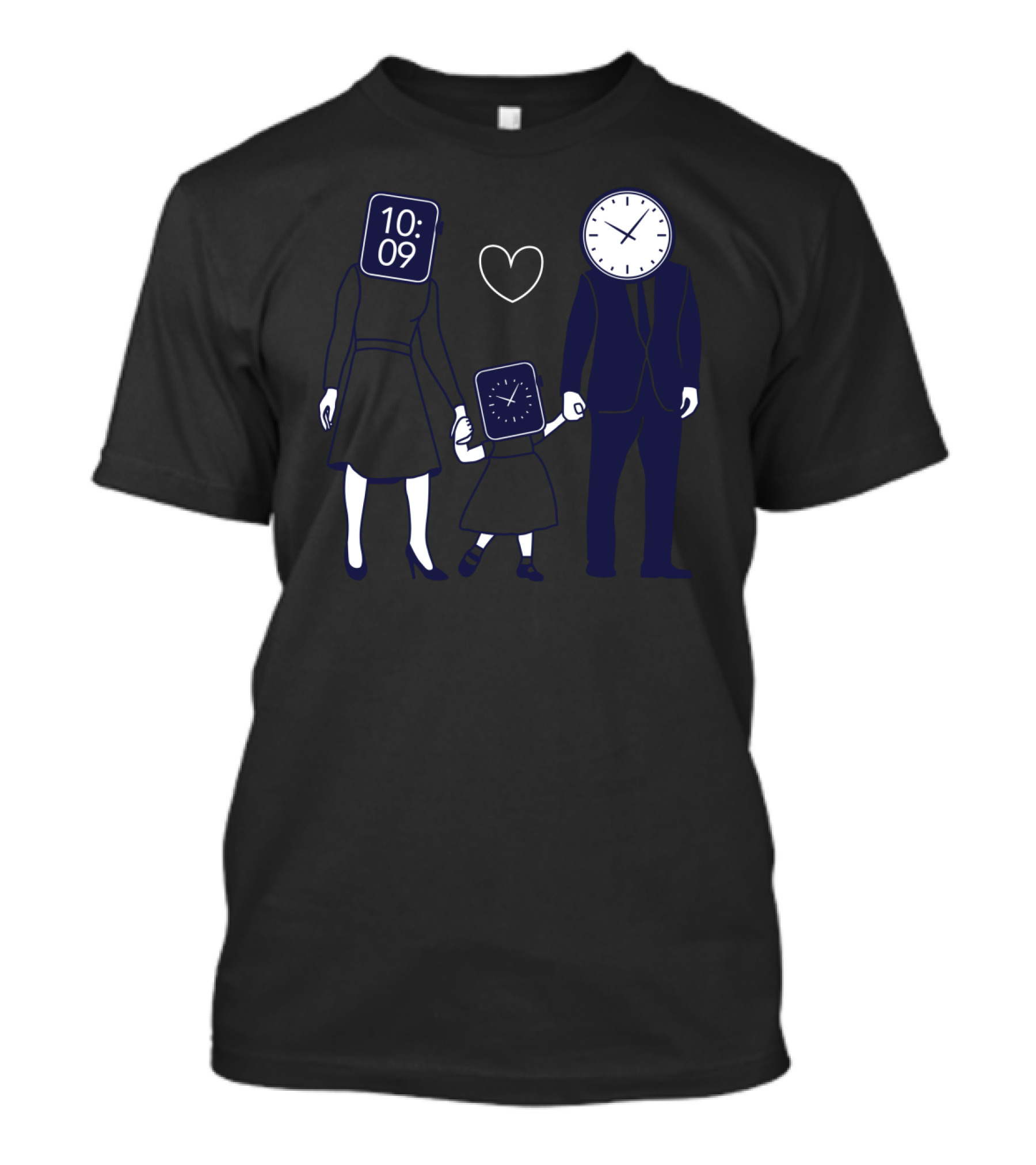 Family Time Clock Faces Heart Concept With 10:09 T-Shirt