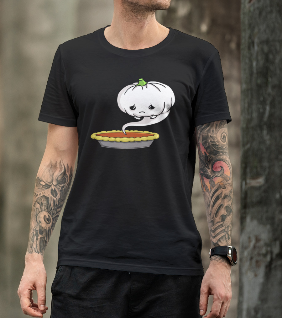 The Sad Pumpkin Ghost Hovering Over Pie T-Shirt