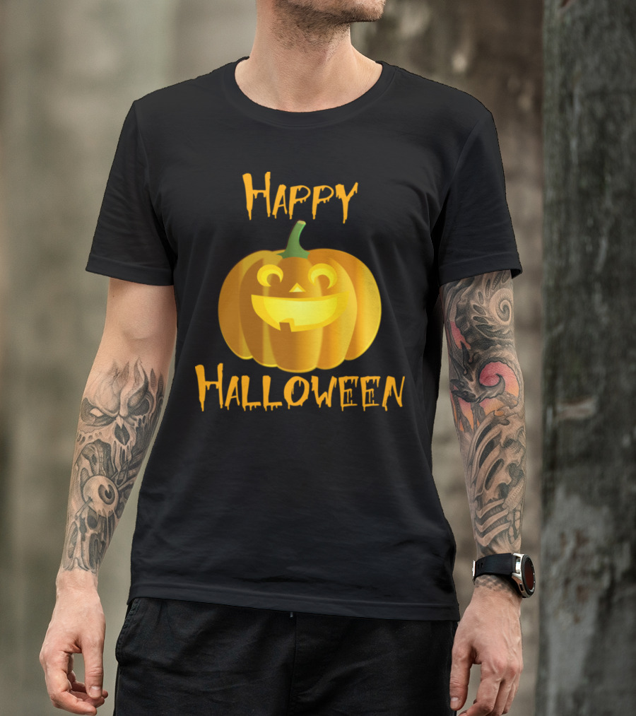 Happy Halloween JackOLantern Pumpkin Smiling Face Festive T-Shirt