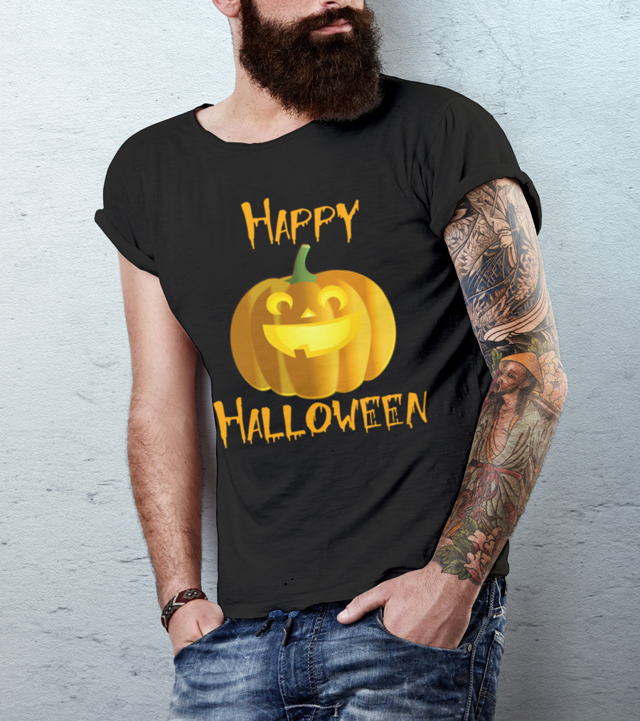 Happy Halloween JackOLantern Pumpkin Smiling Face Festive T-Shirt