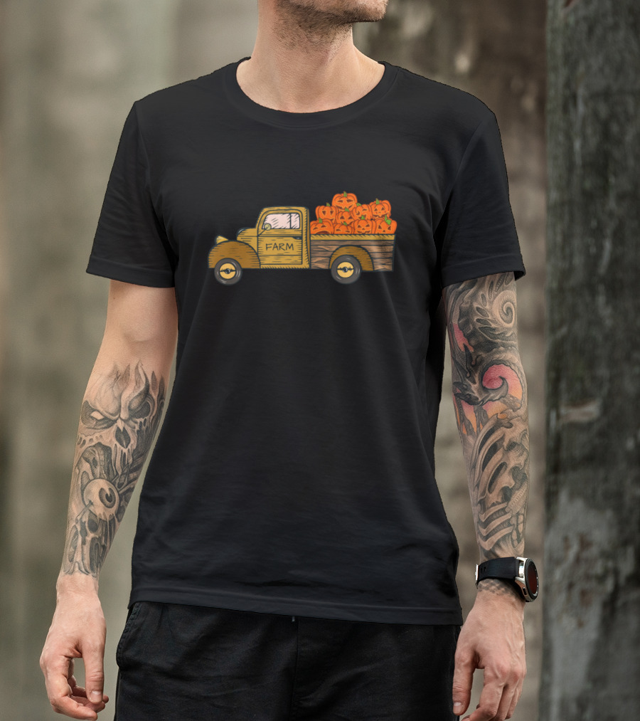 Farm Truck Loaded With Halloween Pumpkins T-Shirt
