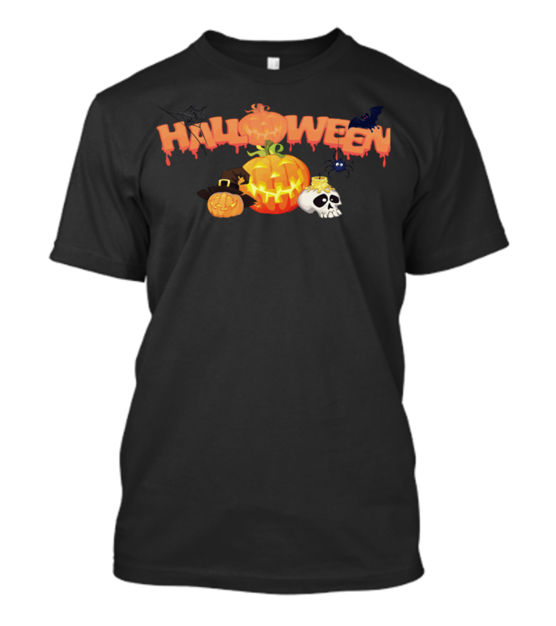 Halloween Pumpkin Skull Witch Hat Bat Spider Spiderweb T-Shirt