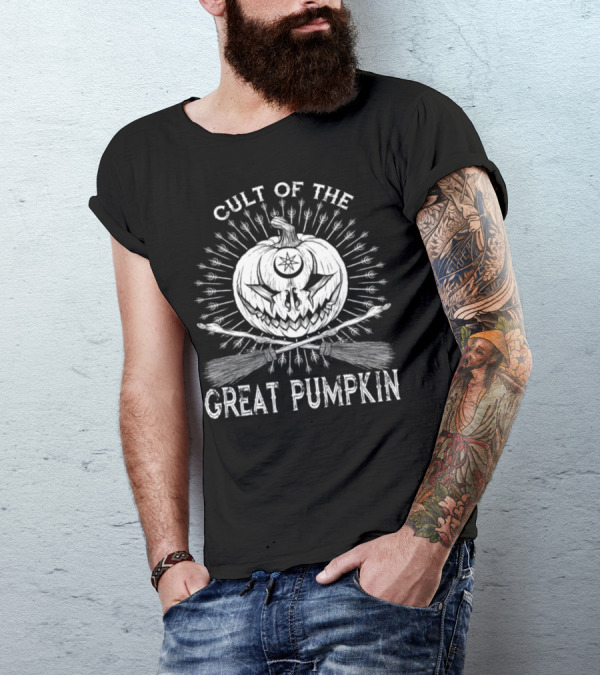 Cult Of The Great Pumpkin With Crossed Brooms And Radiant Star T-Shirt
