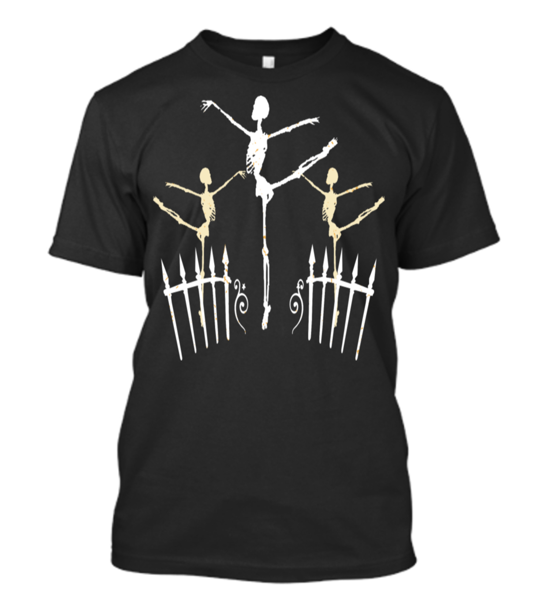 Skeleton Ballet Bone Dancers In Funny Movement With Fences T-Shirt