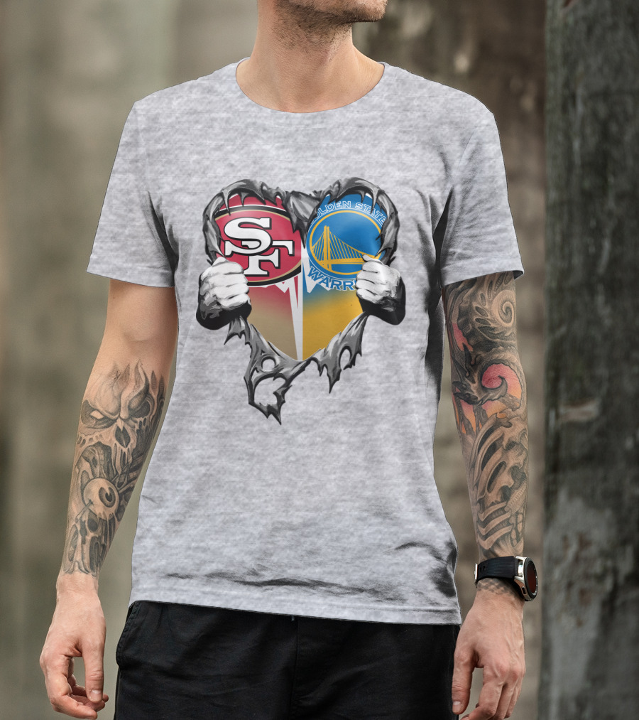 Sf 49ers Golden State Warriors Heart Logo Mashup T-Shirt