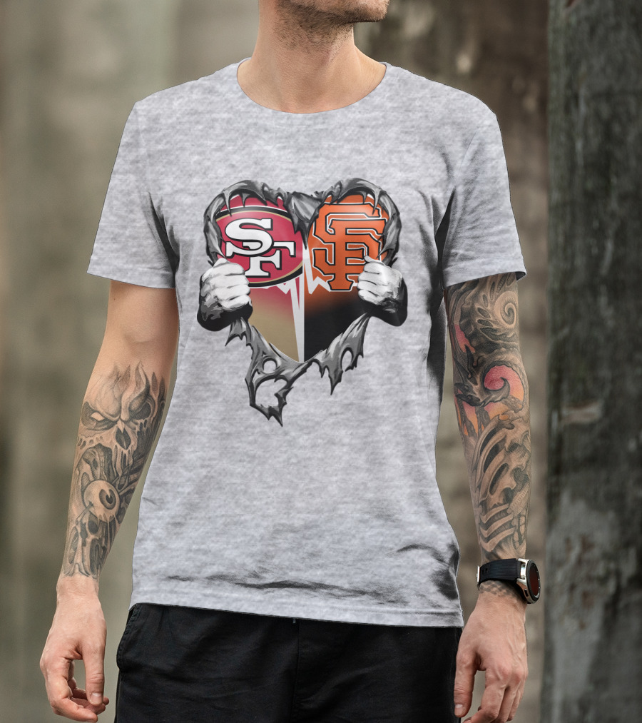 Sf Giants Sf 49ers Split Heart T-Shirt