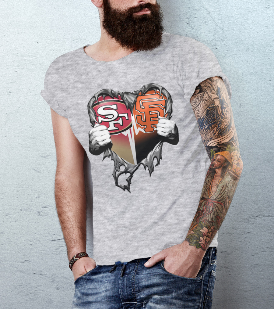 Sf Giants Sf 49ers Split Heart T-Shirt
