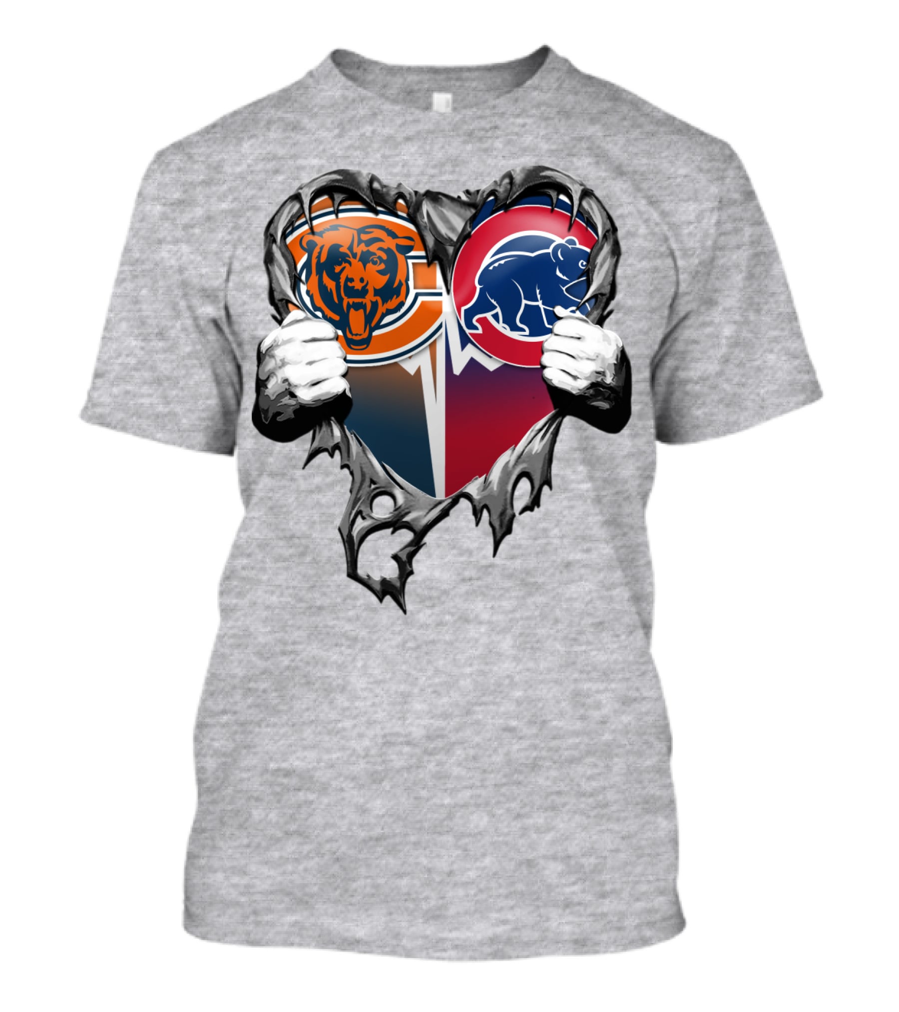 Xatt008 Chicago Bears And Cubs Heart T-Shirt