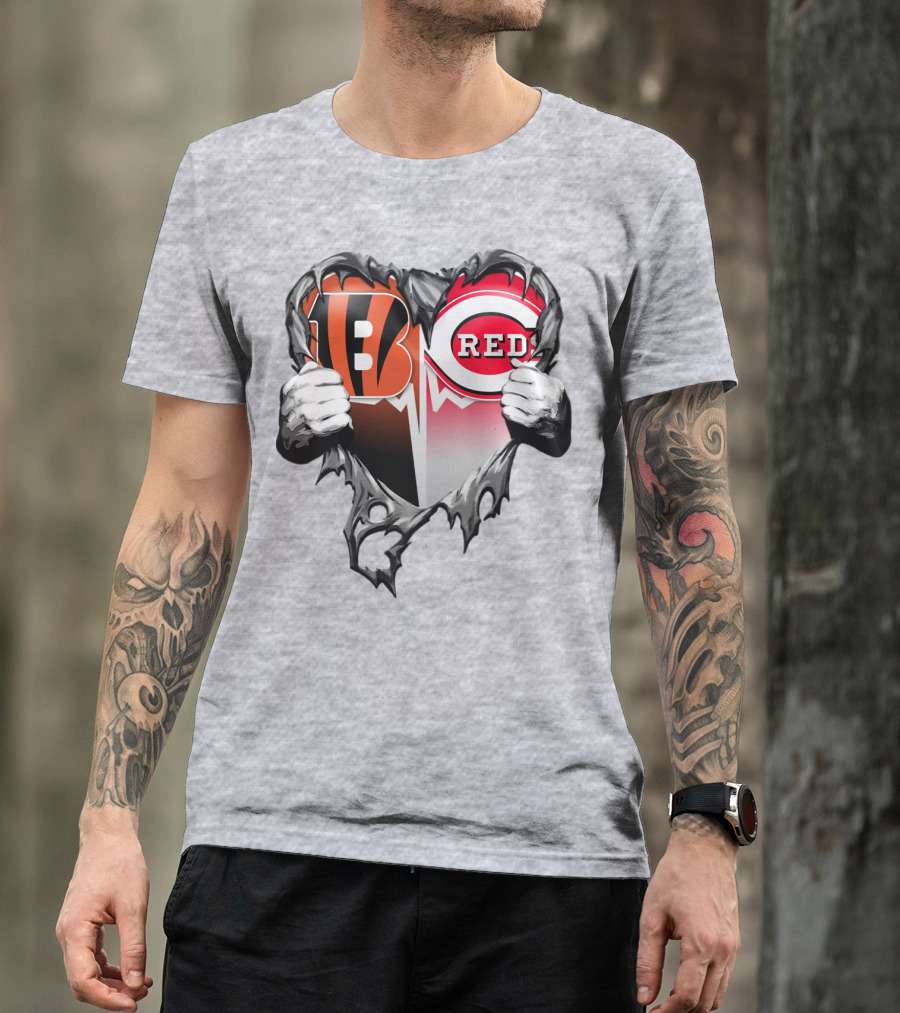 Cincinnati Bengals And Reds Heart T-Shirt