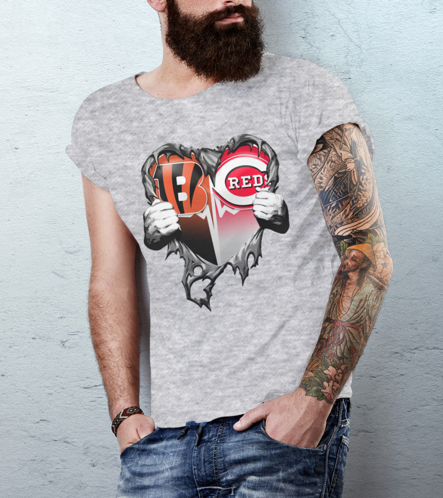 Cincinnati Bengals And Reds Heart T-Shirt