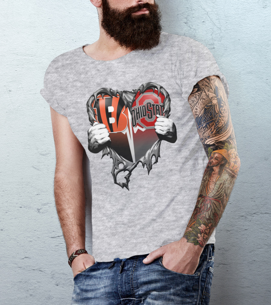 Bengals Ohio State Heart Rip Through T-Shirt