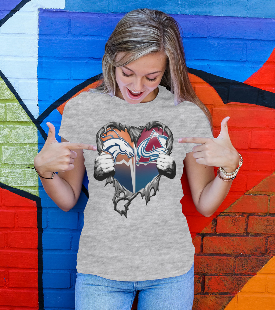 Broncos Avalanche Rip Heart T-Shirt
