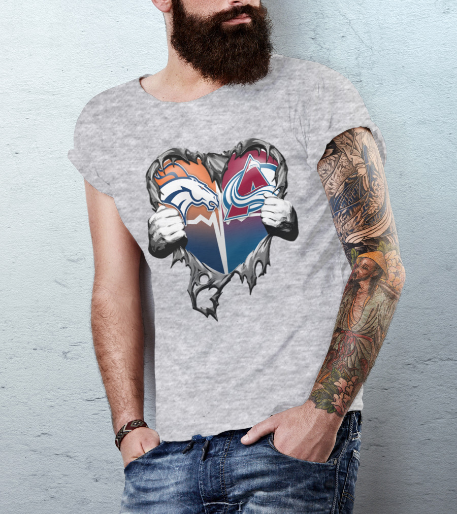 Broncos Avalanche Rip Heart T-Shirt