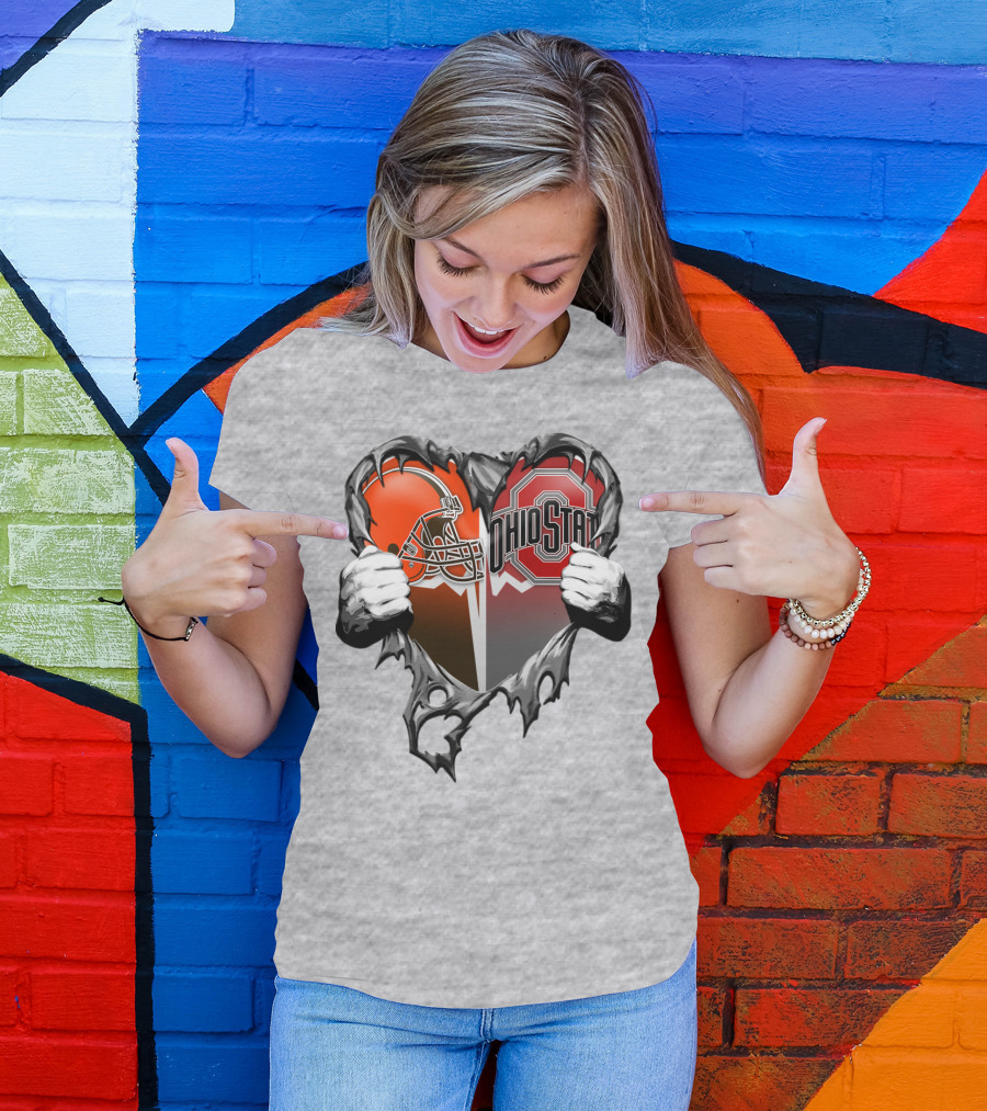 Cleveland Browns Ohio State Buckeyes Heart T-Shirt