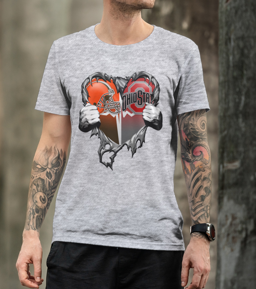 Cleveland Browns Ohio State Buckeyes Heart T-Shirt
