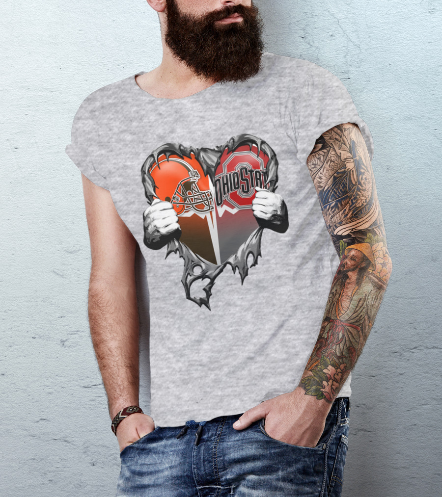 Cleveland Browns Ohio State Buckeyes Heart T-Shirt