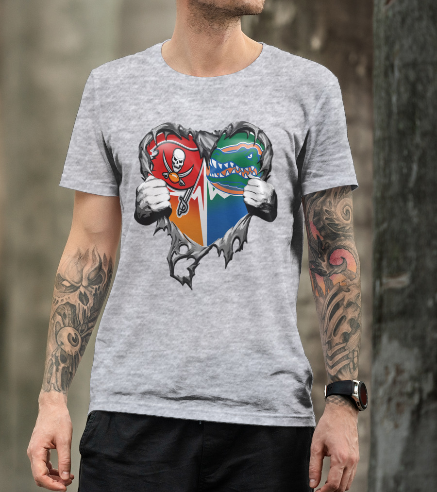 Tampa Bay Buccaneers Florida Gators Torn Heart T-Shirt