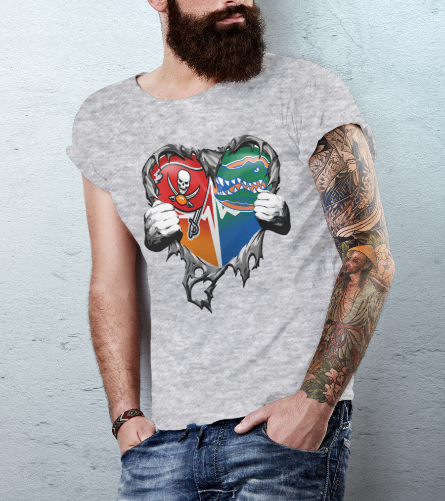 Tampa Bay Buccaneers Florida Gators Torn Heart T-Shirt
