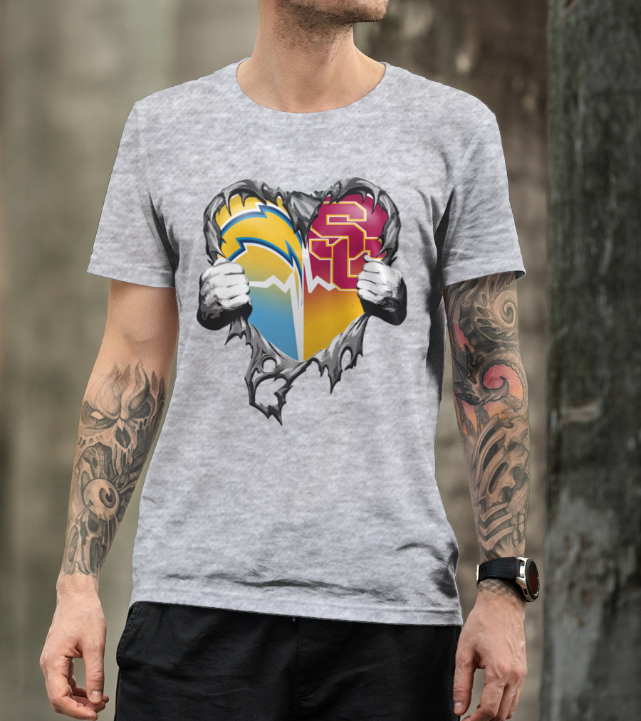 Chargers Usc Heart Logo Split T-Shirt