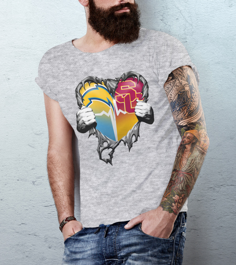 Chargers Usc Heart Logo Split T-Shirt
