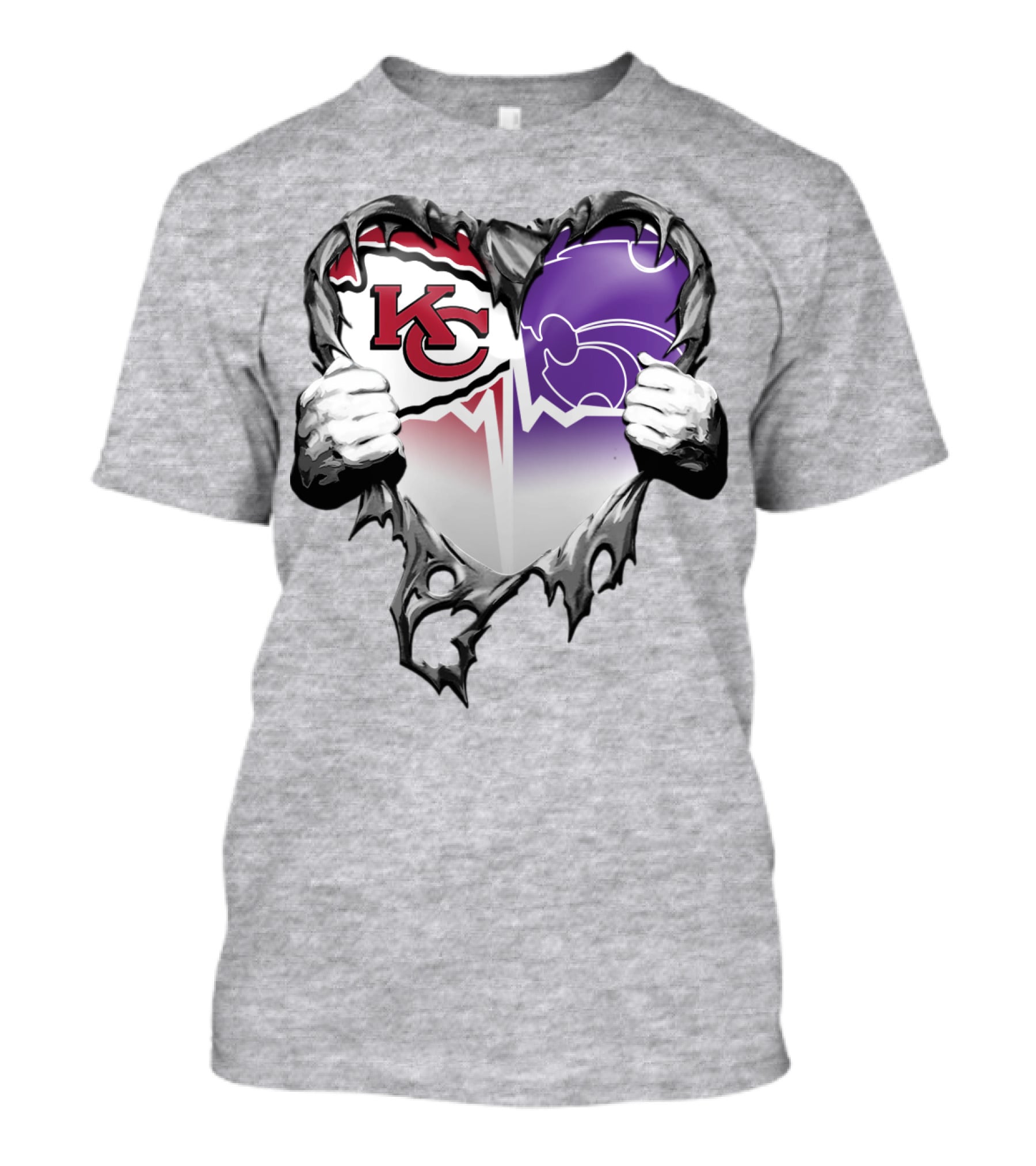 Kansas City Chiefs And Kansas State Wildcats Heart T-Shirt
