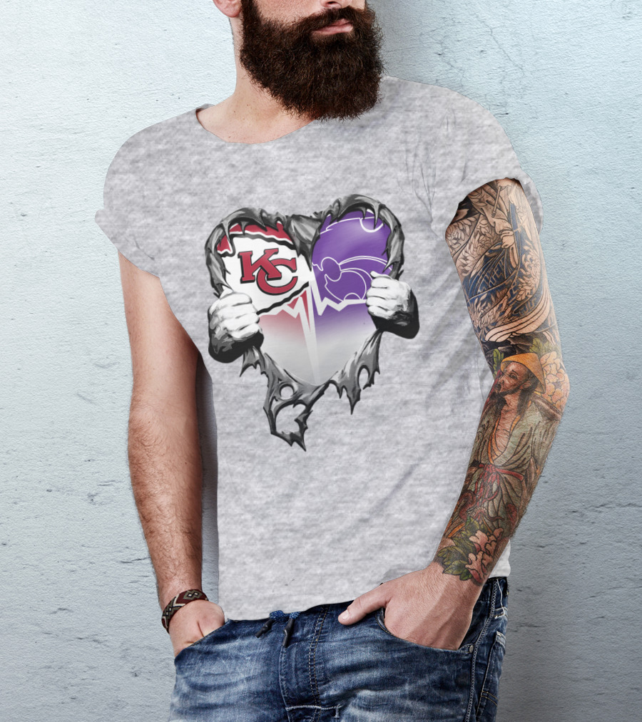 Kansas City Chiefs And Kansas State Wildcats Heart T-Shirt
