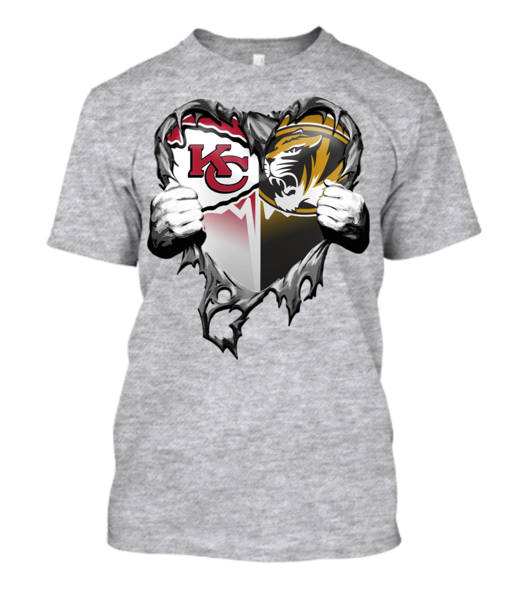 Kc Chiefs And Missouri Tigers Heart T-Shirt