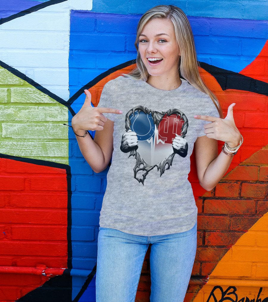 Colts Indiana Hoosiers Heart Torn Open T-Shirt