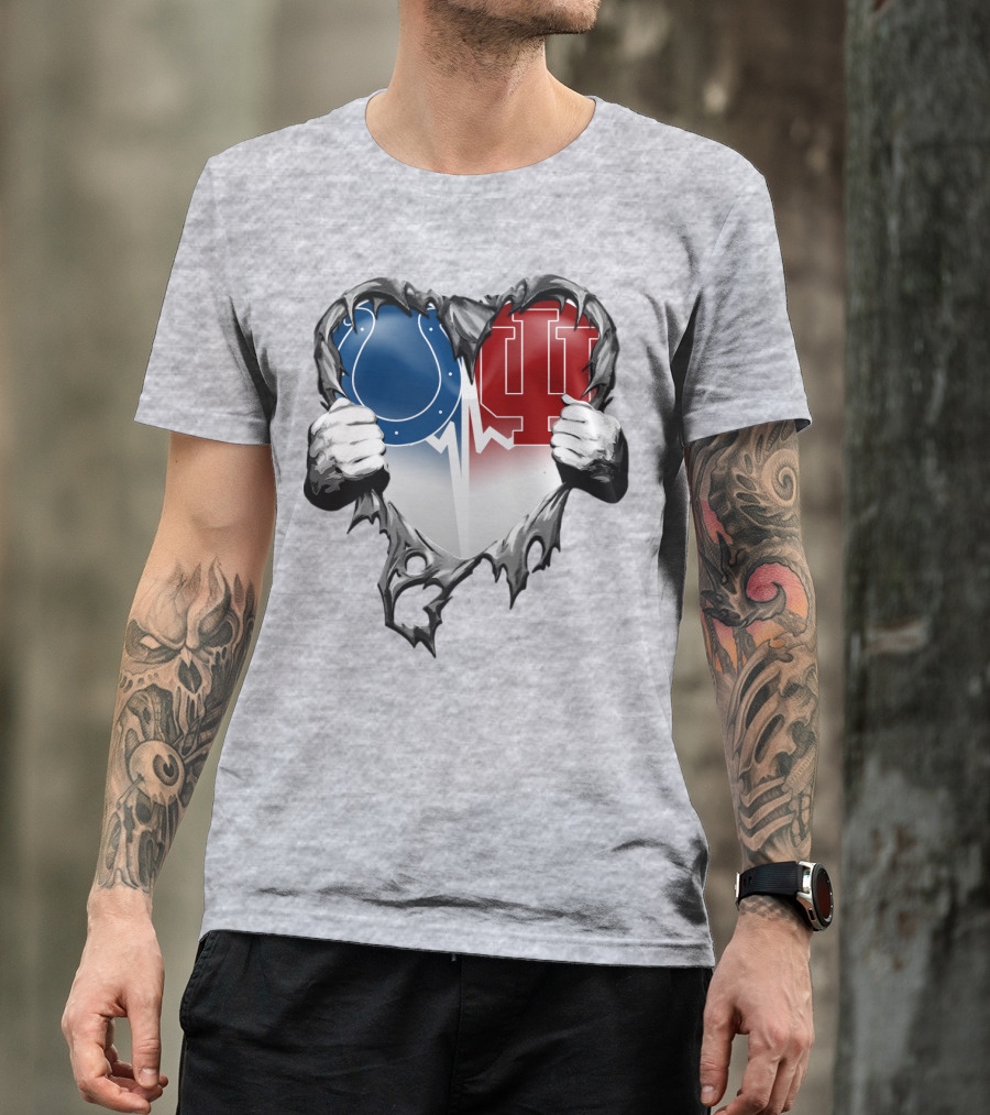Colts Indiana Hoosiers Heart Torn Open T-Shirt