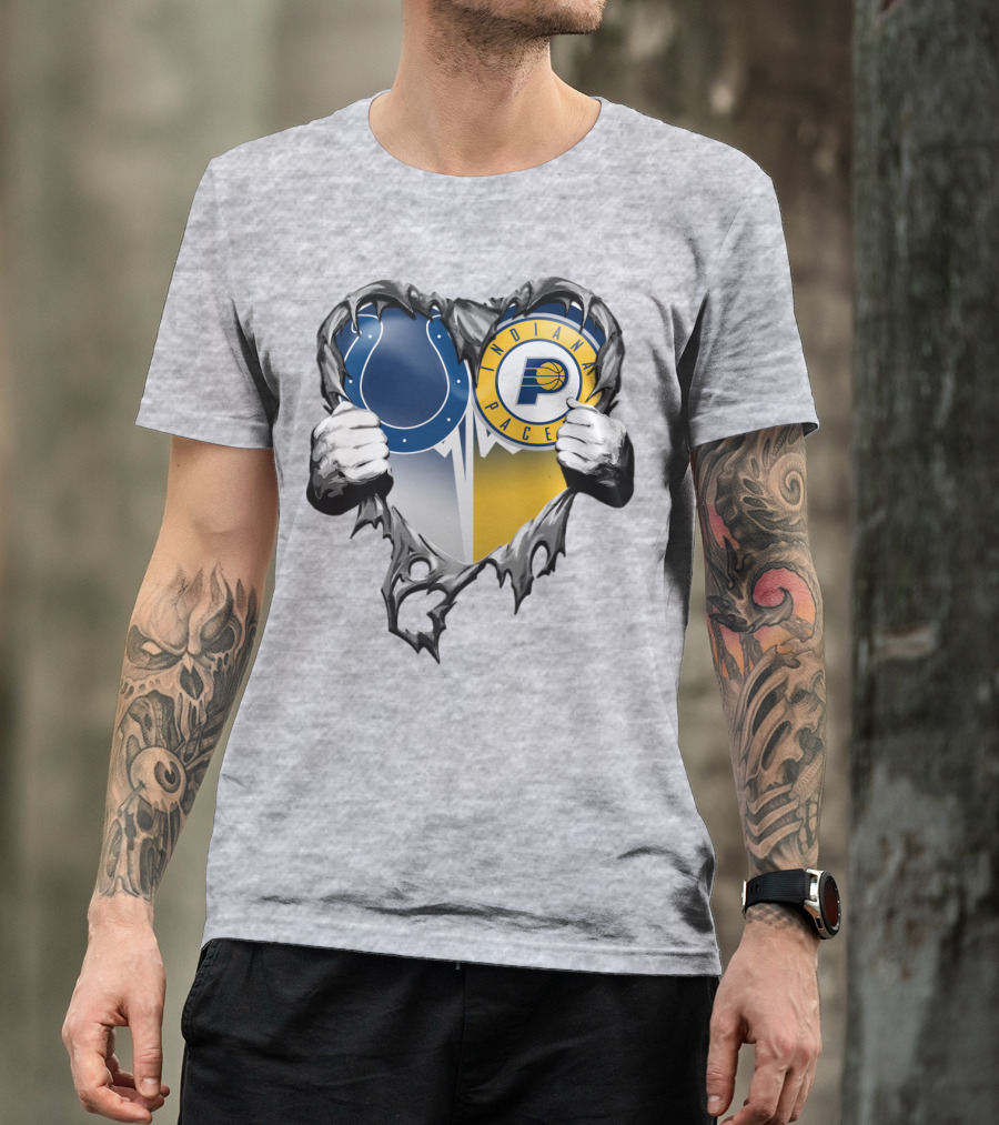 Indianapolis Colts Indiana Pacers Heart Rip T-Shirt