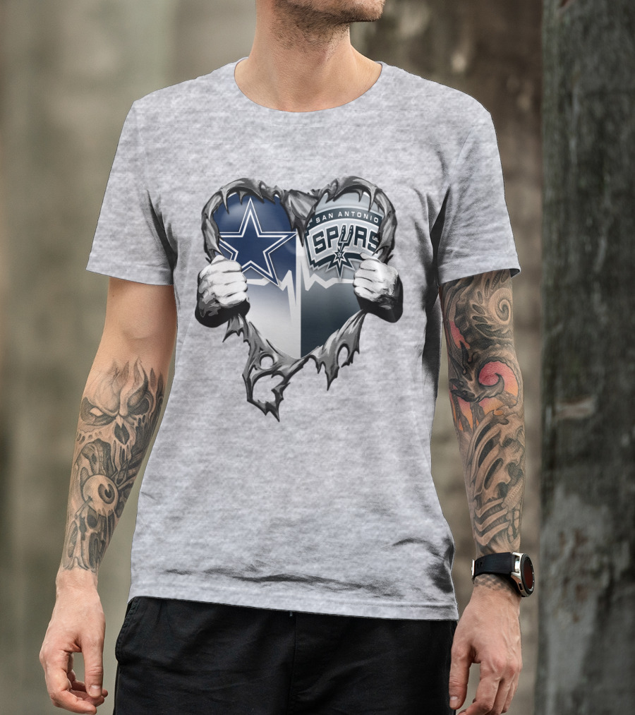 Dallas Cowboys San Antonio Spurs Heart T-Shirt