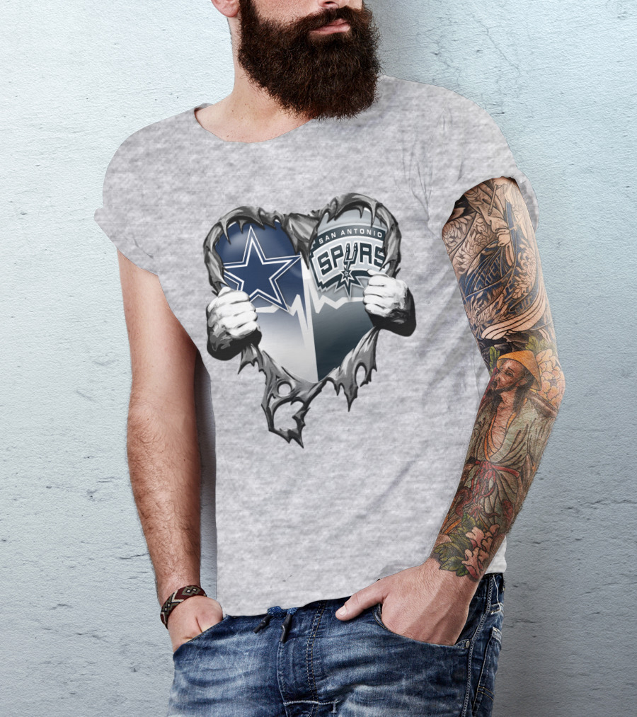 Dallas Cowboys San Antonio Spurs Heart T-Shirt