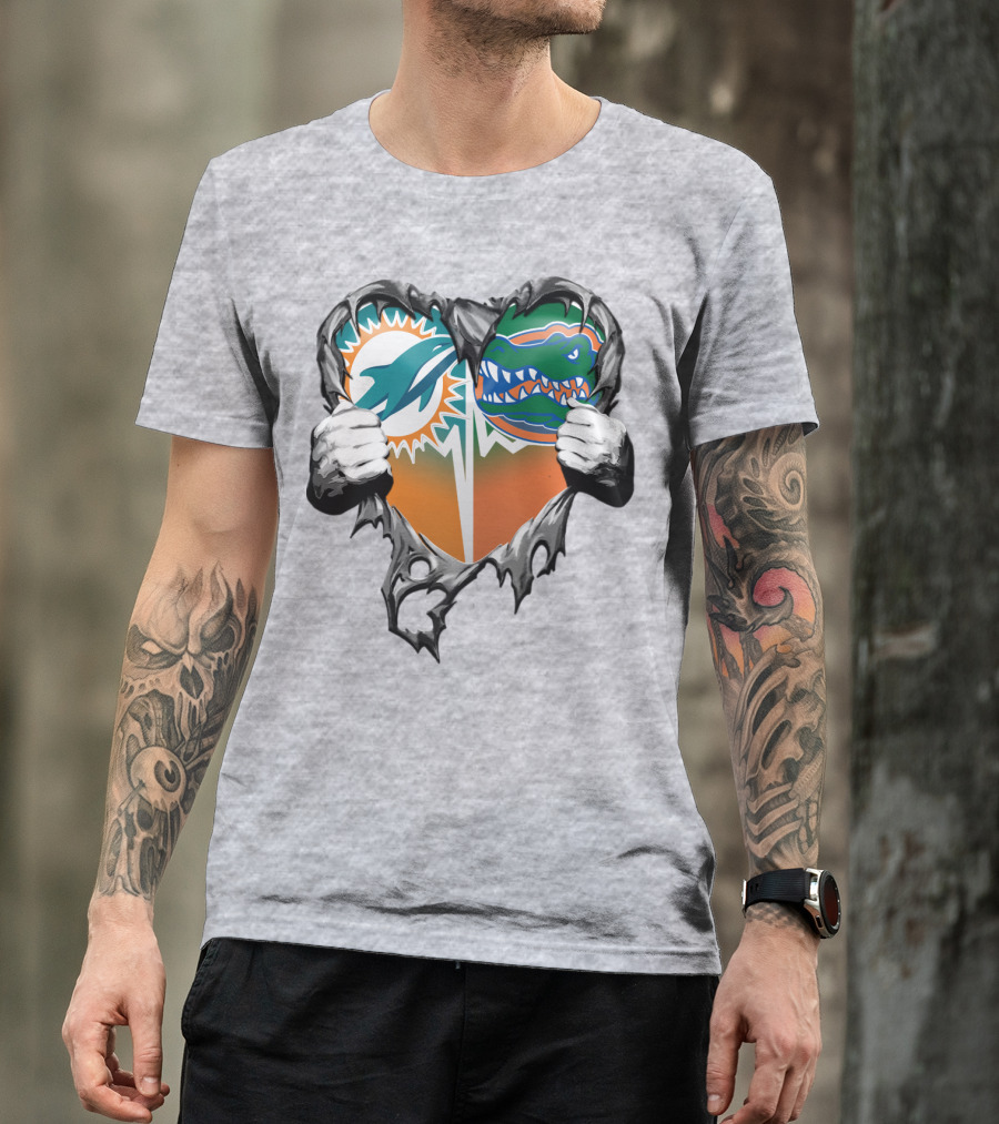 Miami Dolphins Florida Gators Heart Design Xatt048 T-Shirt