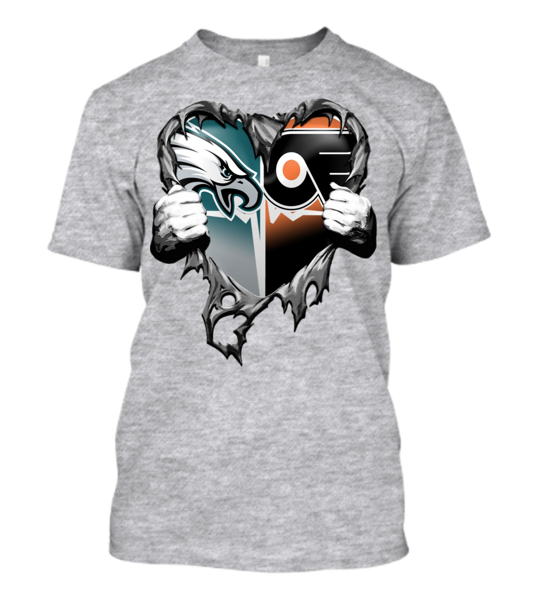 Eagles Flyers Heart Logo Combination T-Shirt