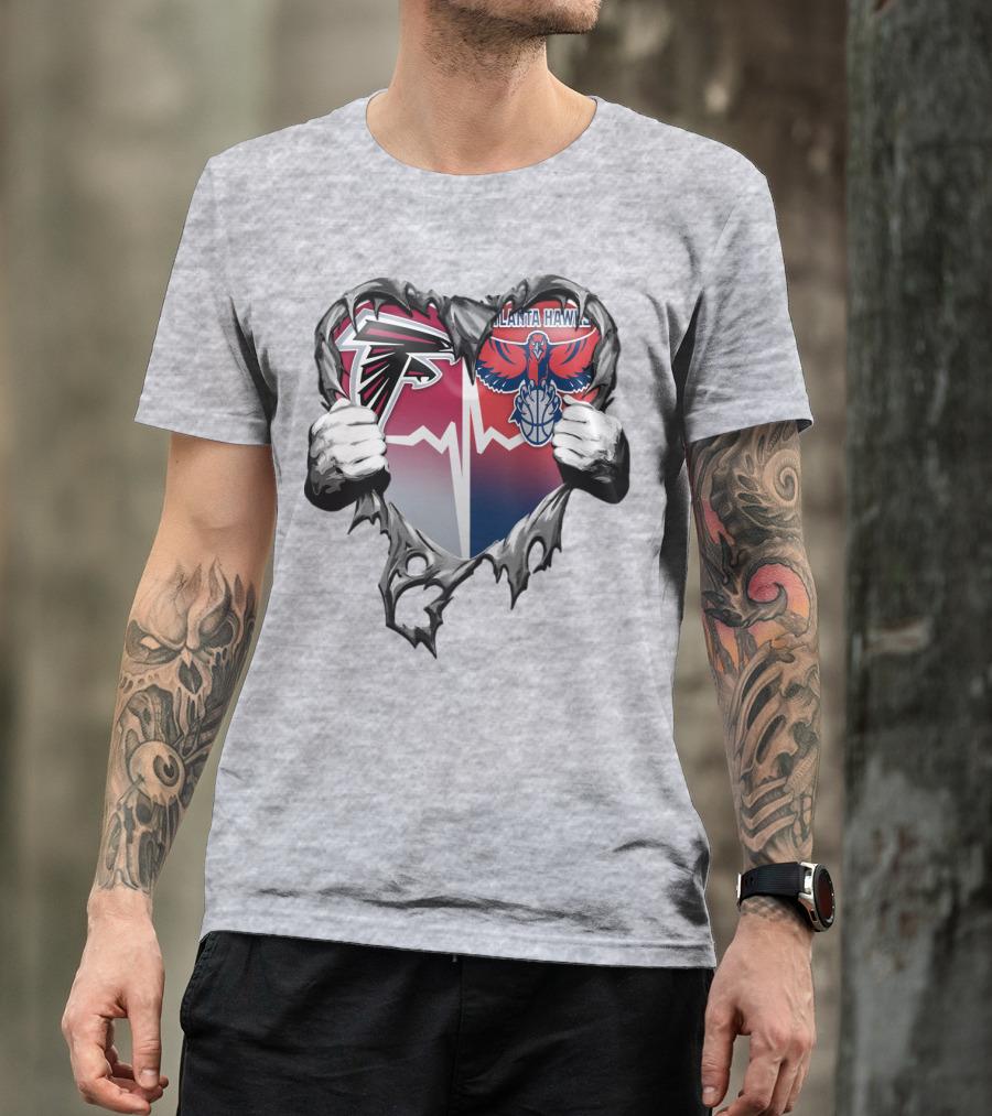 Atlanta Falcons Atlanta Hawks Heartbeat Rip Effect T-Shirt