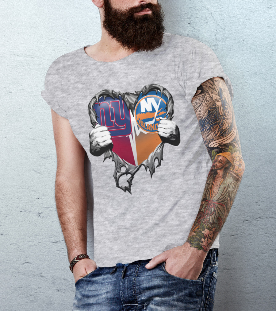 Ny Giants And Ny Islanders Heart T-Shirt