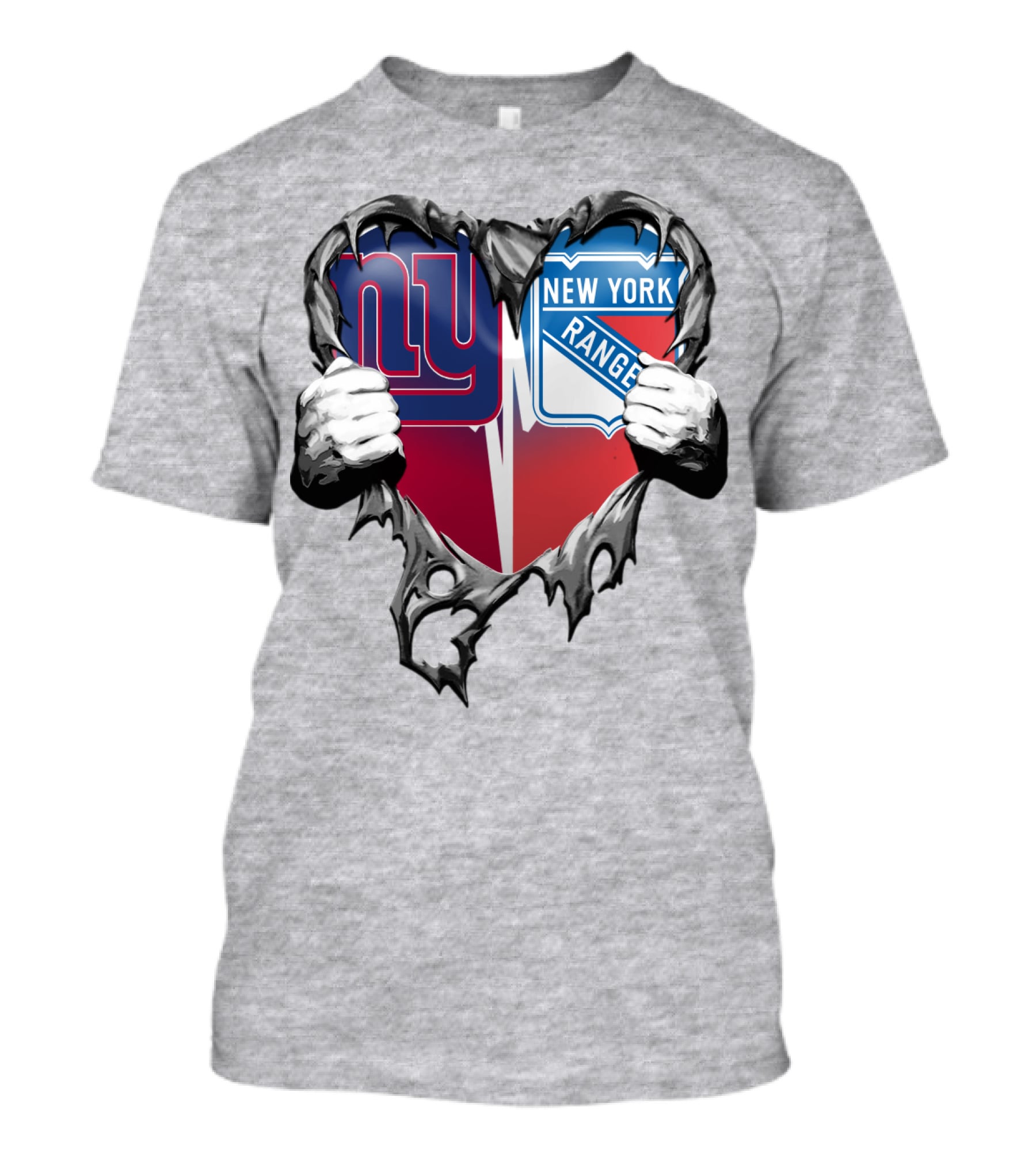 New York Giants And New York Rangers Heart Design Xatt064 T-Shirt