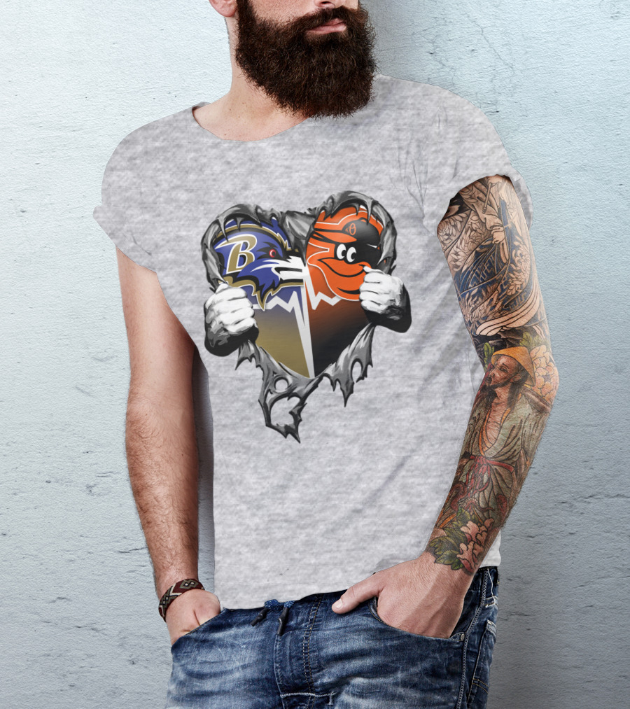 Baltimore Ravens Orioles Heart T-Shirt
