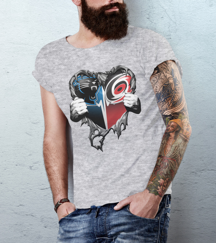 Carolina Panthers Hurricanes Heart T-Shirt