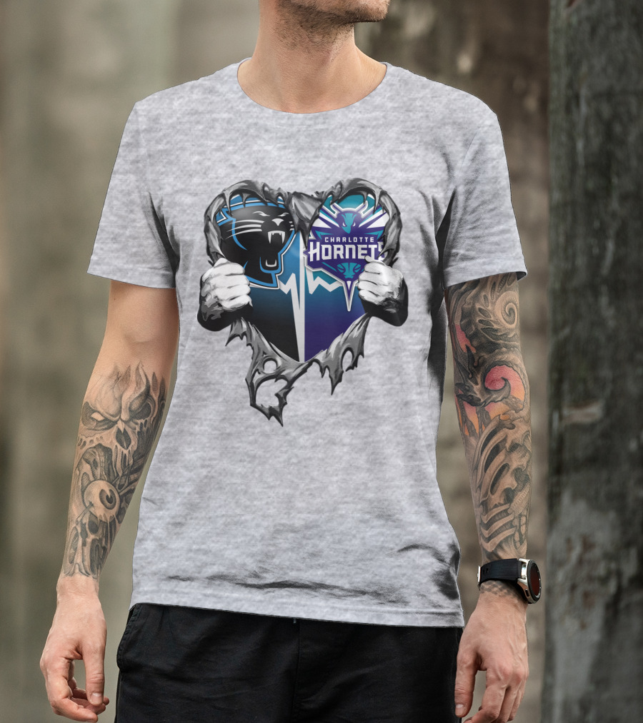 Carolina Panthers Charlotte Hornets Heart T-Shirt
