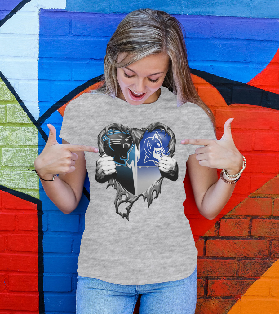 Carolina Panthers Duke Blue Devils Heart T-Shirt