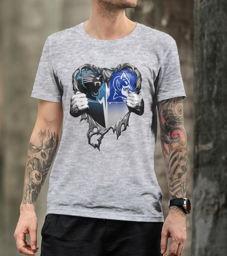 Carolina Panthers Duke Blue Devils Heart T-Shirt