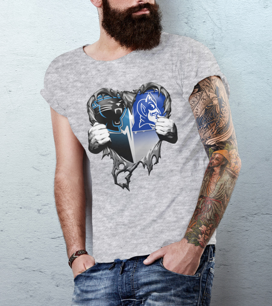 Carolina Panthers Duke Blue Devils Heart T-Shirt