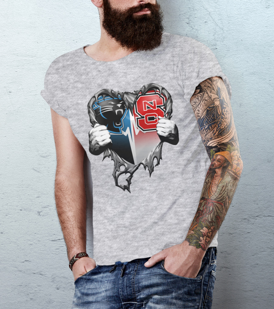 Carolina Panthers Nc State Heart T-Shirt